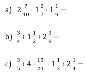 Izrazi z ulomki - mnozenje in deljenje - naloge