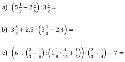 Izrazi z ulomki - vse 4 rac op in oklepaji - naloge